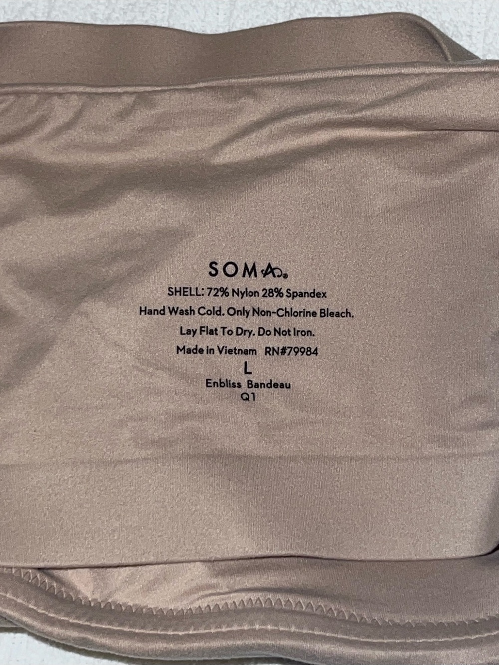 SOMA Enbliss Bandeau strapless wireless bra -  Large NWT warm amber/tan tube top - Picture 6 of 8